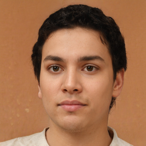 Neutral asian young-adult male with short  brown hair and brown eyes