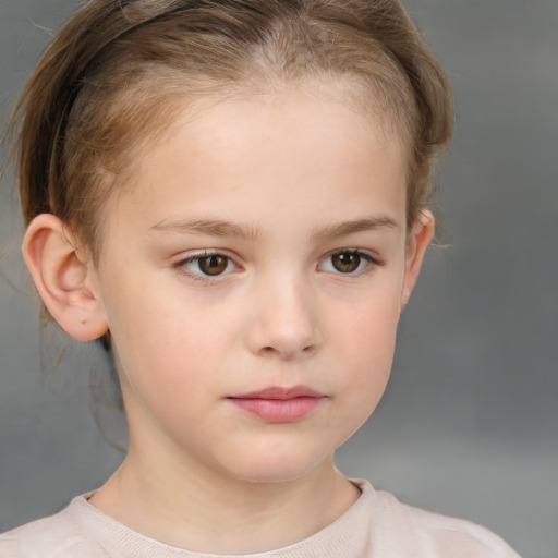 Neutral white child female with medium  brown hair and brown eyes