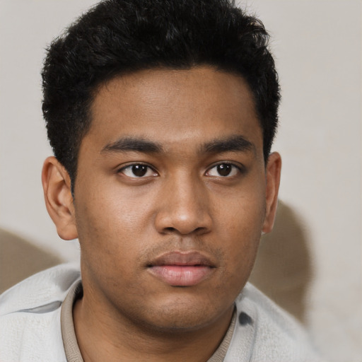 Neutral black young-adult male with short  brown hair and brown eyes