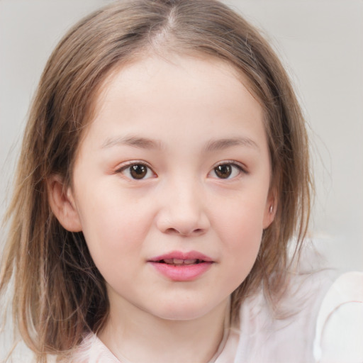 Neutral white child female with medium  brown hair and brown eyes