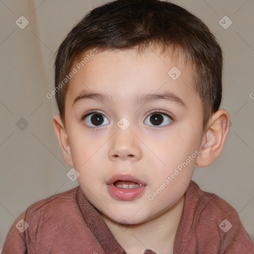 Neutral white child male with short  brown hair and brown eyes