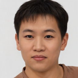 Neutral asian young-adult male with short  brown hair and brown eyes