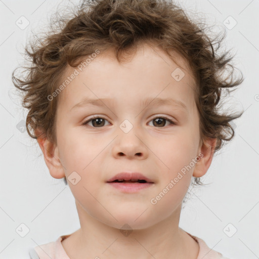 Neutral white child male with short  brown hair and brown eyes