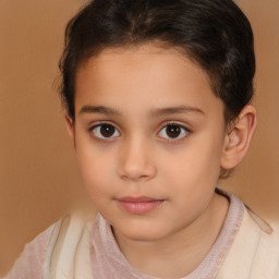 Neutral white child female with short  brown hair and brown eyes