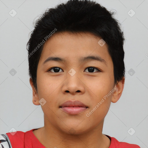 Neutral asian young-adult male with short  brown hair and brown eyes