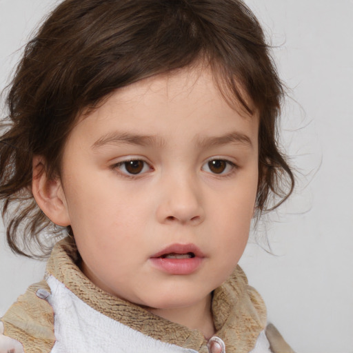 Neutral white child female with medium  brown hair and brown eyes