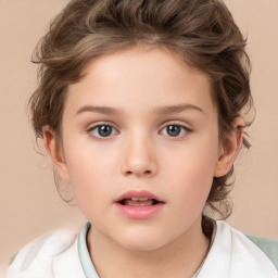 Neutral white child female with short  brown hair and brown eyes