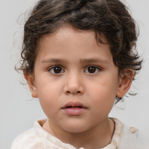Neutral white child male with medium  brown hair and brown eyes