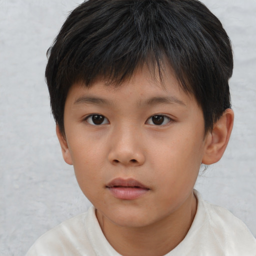 Neutral asian child female with short  brown hair and brown eyes
