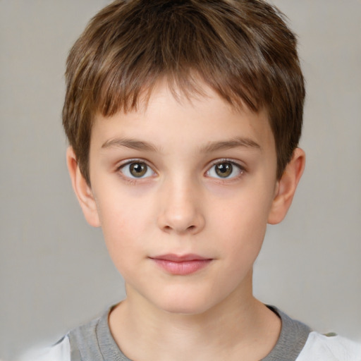 Neutral white child male with short  brown hair and brown eyes