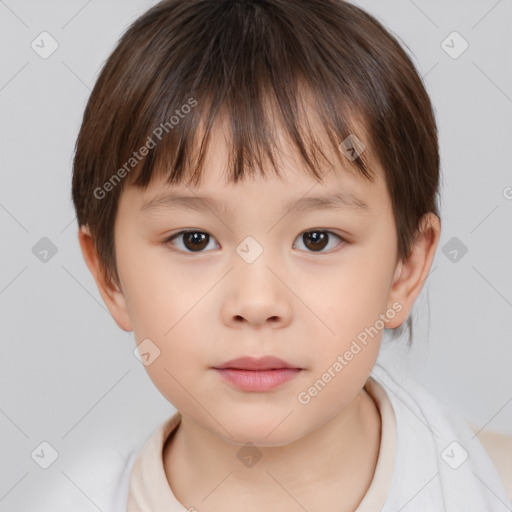 Neutral white child female with short  brown hair and brown eyes