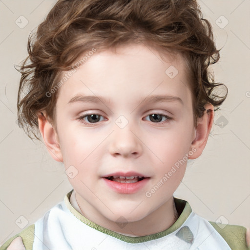 Neutral white child male with short  brown hair and brown eyes