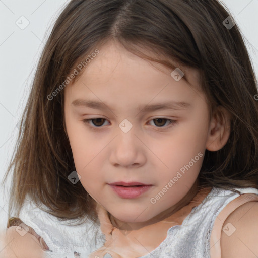 Neutral white child female with medium  brown hair and brown eyes