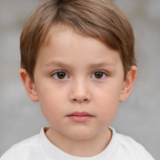 Neutral white child female with short  brown hair and brown eyes