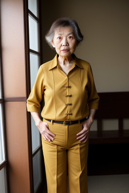 Chinese elderly female with  brown hair