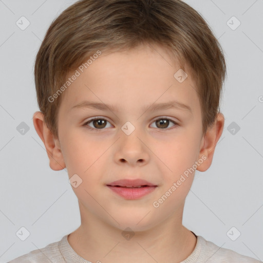 Neutral white child male with short  brown hair and brown eyes