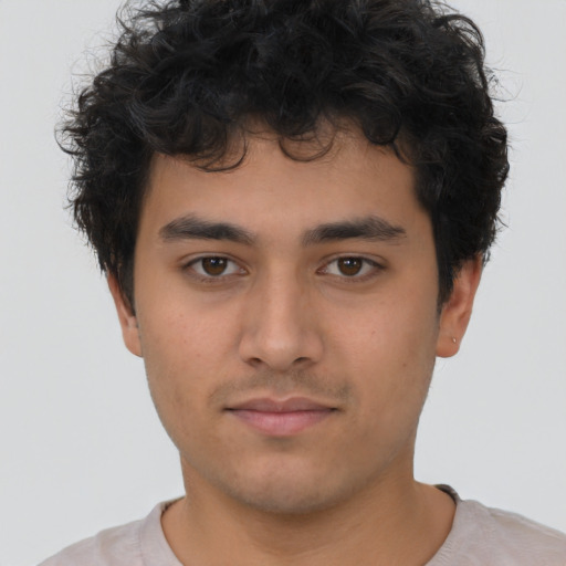 Neutral asian young-adult male with short  brown hair and brown eyes