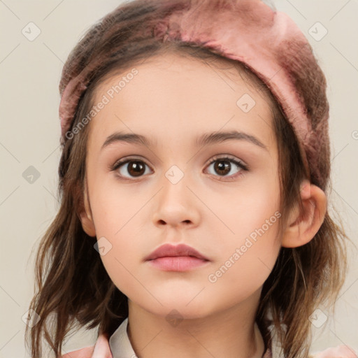 Neutral white child female with medium  brown hair and brown eyes