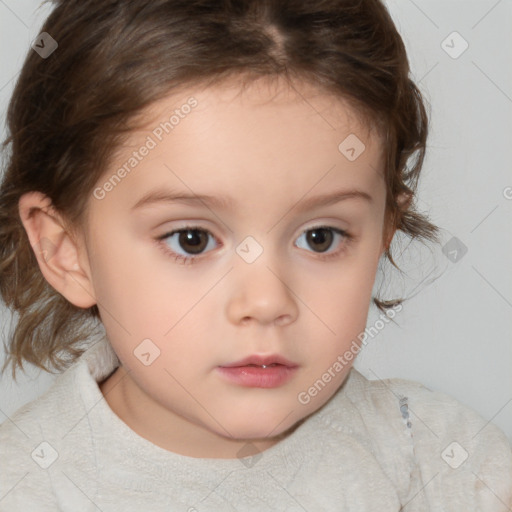 Neutral white child female with medium  brown hair and brown eyes