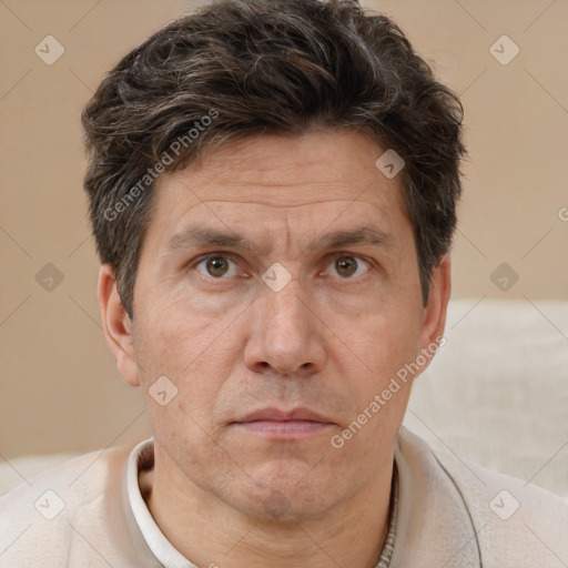 Neutral white adult male with short  brown hair and brown eyes