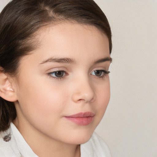 Neutral white child female with medium  brown hair and brown eyes