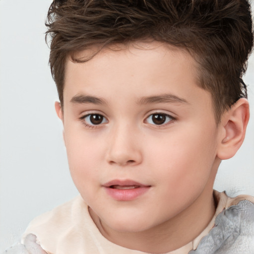 Neutral white child male with short  brown hair and brown eyes