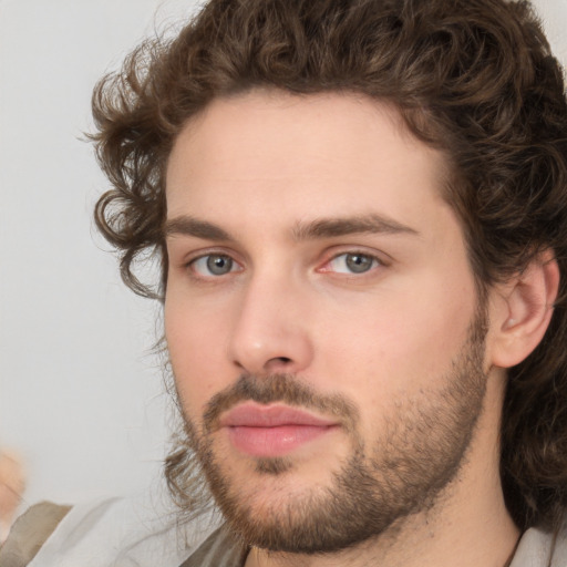 Neutral white young-adult male with medium  brown hair and brown eyes