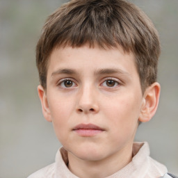 Neutral white child male with short  brown hair and brown eyes