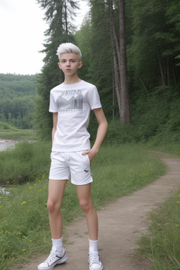 Ukrainian teenager boy with  white hair