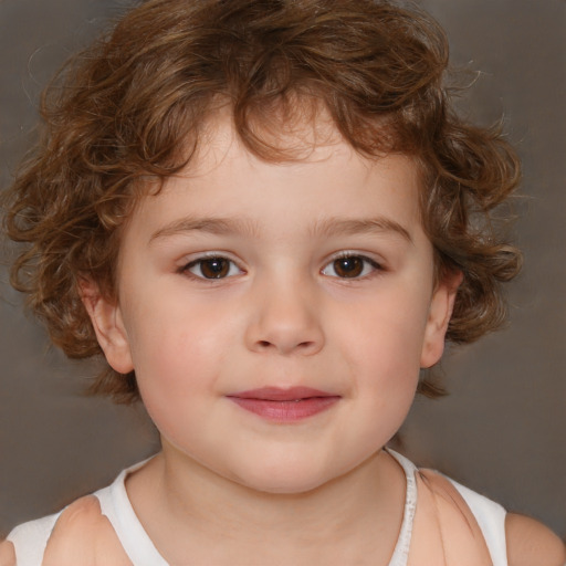 Neutral white child male with medium  brown hair and brown eyes