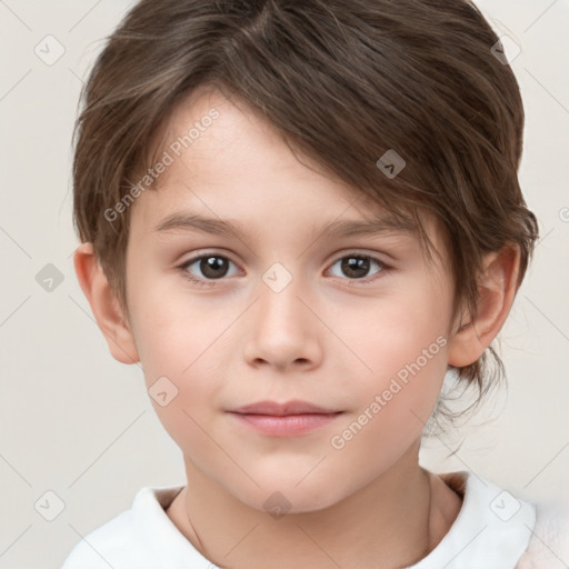 Neutral white child male with short  brown hair and brown eyes