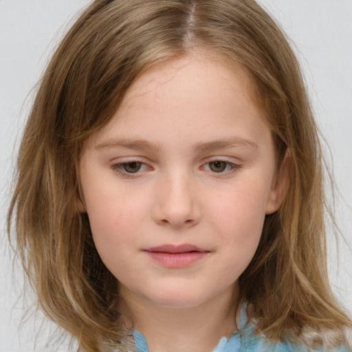 Neutral white child female with medium  brown hair and brown eyes