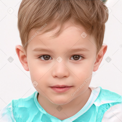 Neutral white child male with short  brown hair and brown eyes