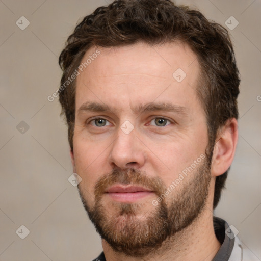 Neutral white adult male with short  brown hair and brown eyes