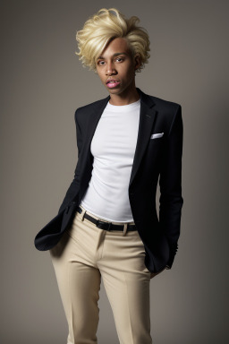 African american adult non-binary with  blonde hair