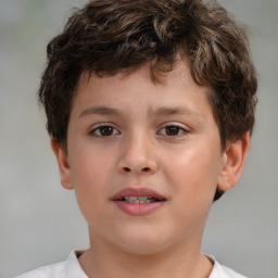 Neutral white child male with short  brown hair and brown eyes