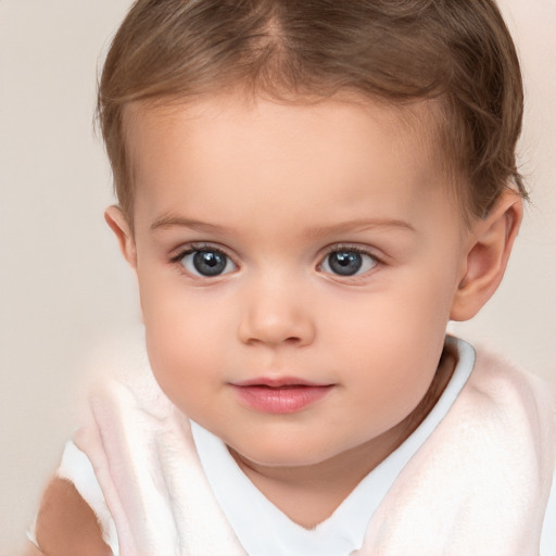 Neutral white child female with short  brown hair and brown eyes