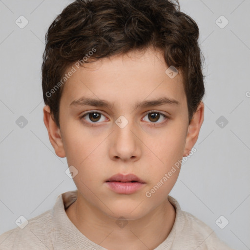 Neutral white child male with short  brown hair and brown eyes