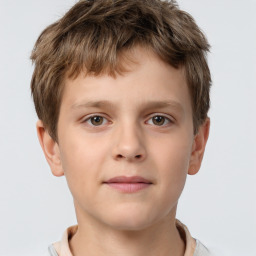 Neutral white child male with short  brown hair and brown eyes