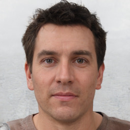 Neutral white adult male with short  brown hair and brown eyes