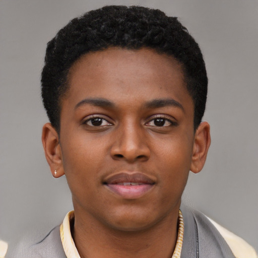 Neutral latino young-adult female with short  black hair and brown eyes