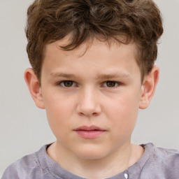 Neutral white child male with short  brown hair and brown eyes