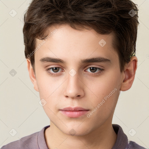 Neutral white child male with short  brown hair and brown eyes