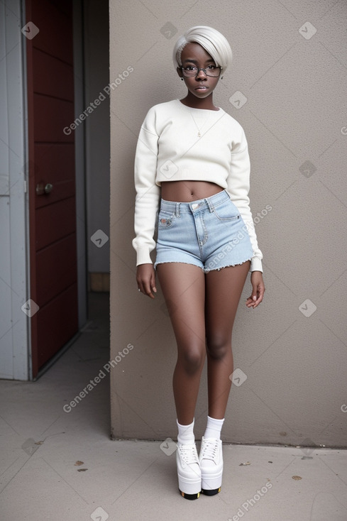 African teenager girl with  white hair