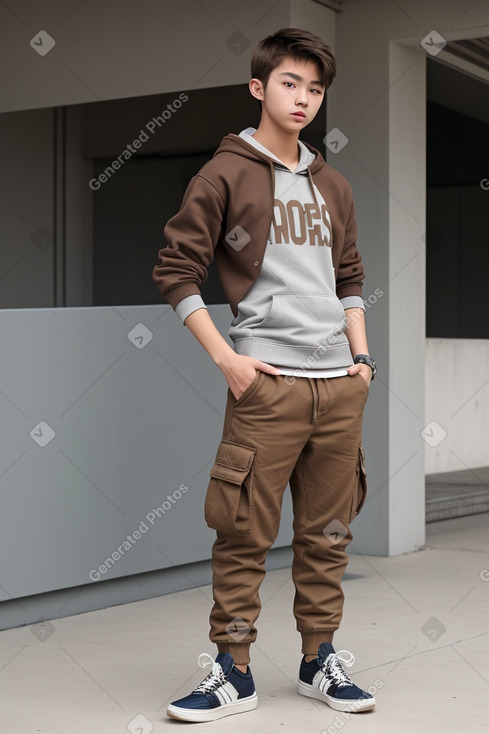 Korean teenager boy with  brown hair