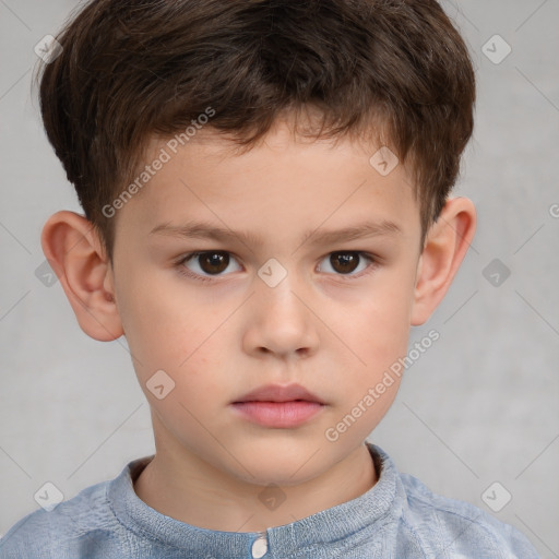 Neutral white child male with short  brown hair and brown eyes