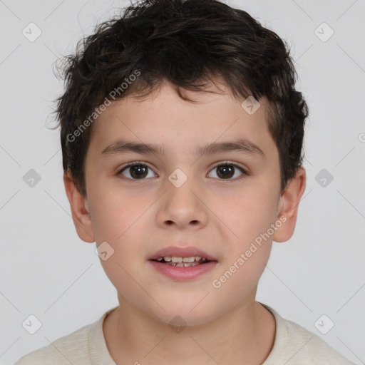 Neutral white child male with short  brown hair and brown eyes