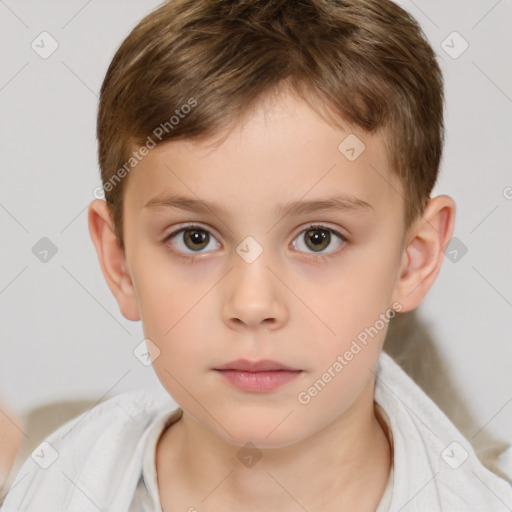 Neutral white child male with short  brown hair and brown eyes