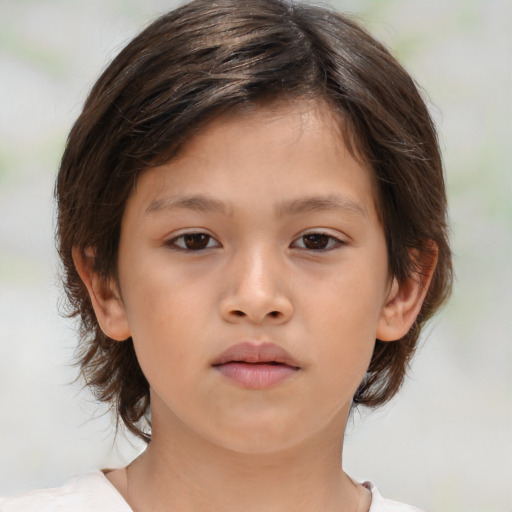 Neutral white child female with medium  brown hair and brown eyes