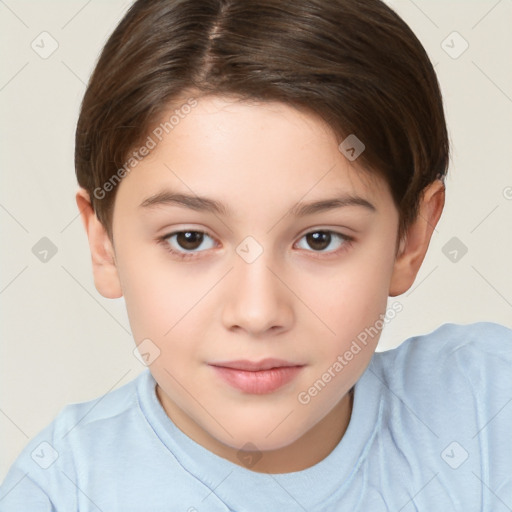 Neutral white child female with short  brown hair and brown eyes